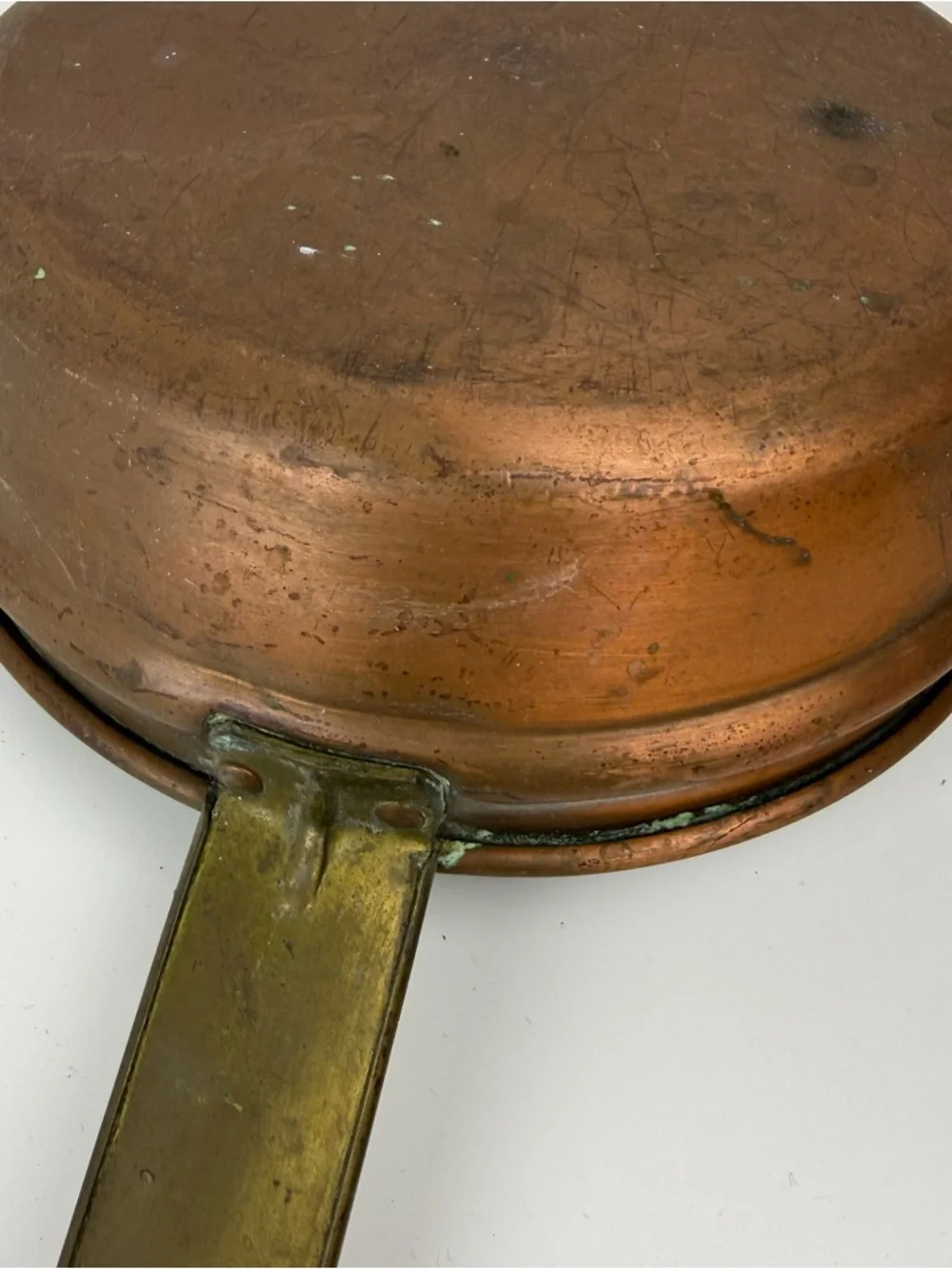 Vintage Copper Saucepan Lid Flat Brass Handle